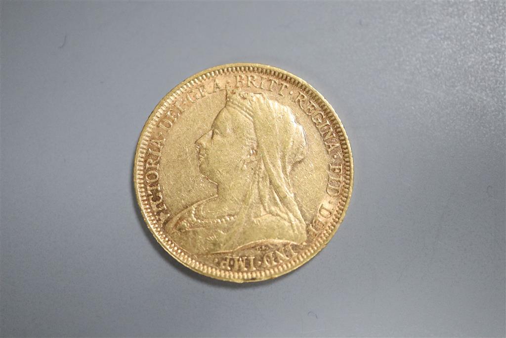 A Victoria 1897 gold sovereign, Melbourne mint.